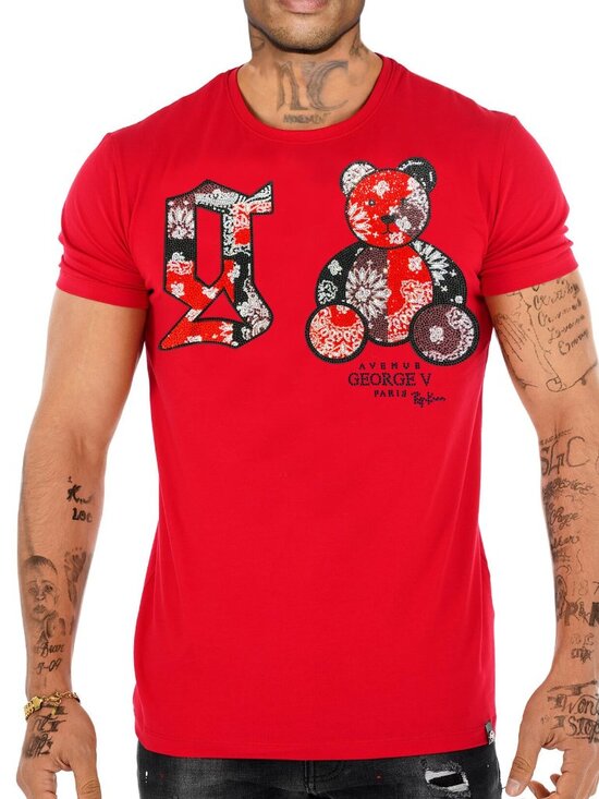 Avenue George V Paris Other - Avenue George V Paris T-Shirt Men's White Short Sleeve Rhinestone Teddy Bear